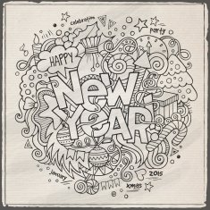 New year hand lettering and doodles elements background N4