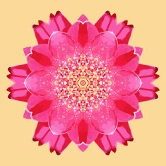 Circular pattern pink flower with yellow stamens decoration