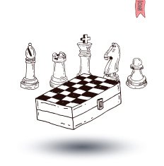 chessboard game hand drawn vector illustration N4