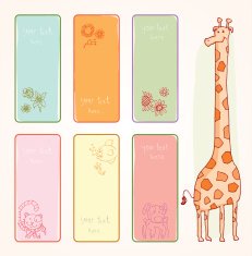 Banners animals and flowers vector illustration