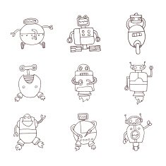 Doodle Robot cartoon vector illustration N37