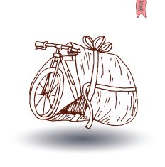 Christmas gifts bicycle vector illustration