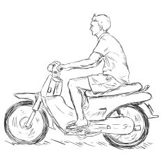 Vector Sketch Man on a Motorbike N4