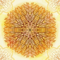 Hand drawn circular beige ornament N13