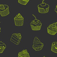 Seamless background with cakes
