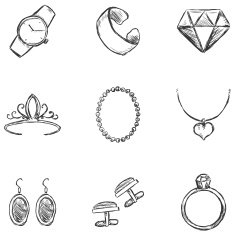 Vector Set of Sketch Jewelry Icons