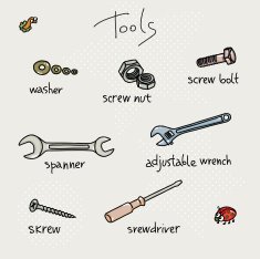 Printtools screw screwdriver spanner vector doodle