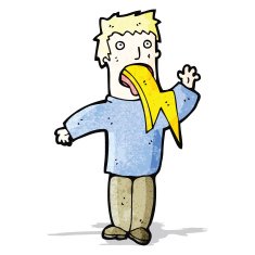 cartoon man spitting lighting