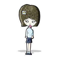 cartoon woman with flower in hair N4