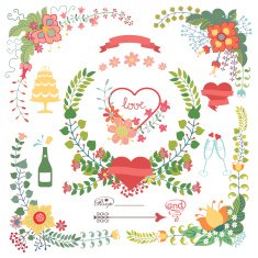 Cute floral set with wedding elements