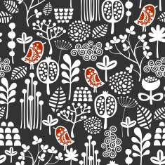 Birds and flowers seamless pattern