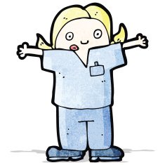cartoon nurse shrugging shoulders