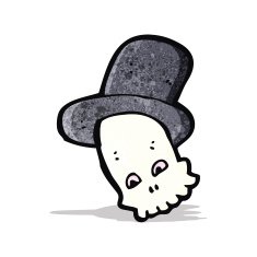 cartoon skull in top hat N20