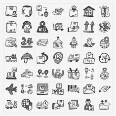 doodle logistics icons set N2