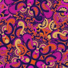 Hand-drawn doodle waves floral pattern abstract leaves and flowers N4