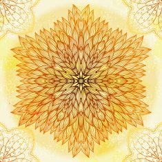 Hand drawn circular beige ornament N14