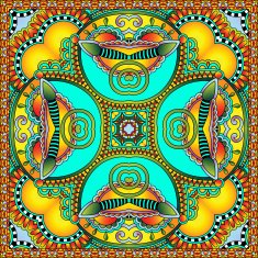 Traditional ornamental floral paisley bandanna N458