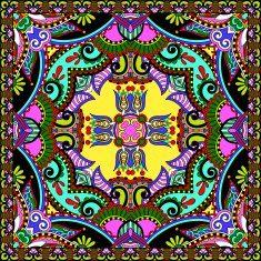 Traditional ornamental floral paisley bandanna N471