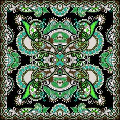Traditional ornamental floral paisley bandanna N477