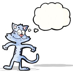 cartoon cat with thought bubble N199