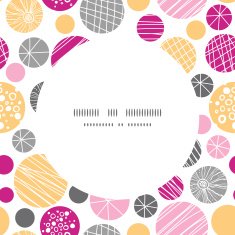 Vector abstract textured bubbles circle frame seamless pattern background
