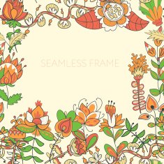 border with abstract hand-drawn flowers N2