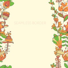border with abstract hand-drawn flowers N3