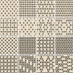 Basic Doodle Seamless Pattern Set No 5 in black and white