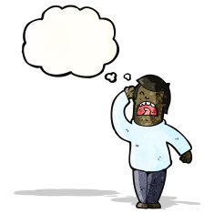 cartoon man with thought bubble N94