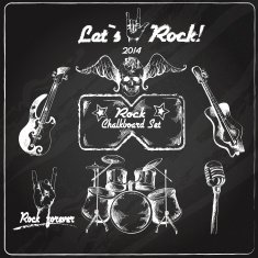 Rock music chalkboard set