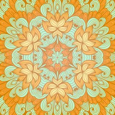 Hand drawn orange and blue greeting card N6