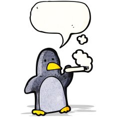 cartoon penguin smoking cigarette N10