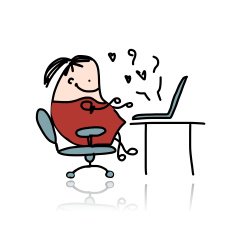 Girl chatting on computer cartoon for your design