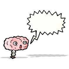 cartoon brain with speech bubble N12