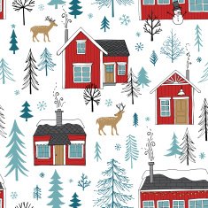Scandinavian Style Christmas Pattern with Hand Drawn Elements