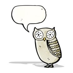 Cartoon owl with speech bubble N104
