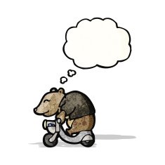 cartoon bear riding scooter N3