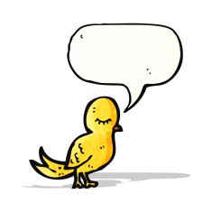 cartoon bird with speech bubble N411