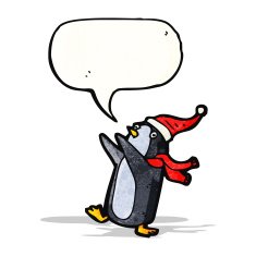 cartoon christmas penguin with speech bubble N11