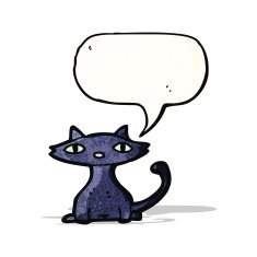 black cat with speech bubble cartoon N2