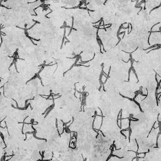 Rock paintings with ethnic people seamless pattern N2