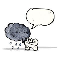 rain cloud blowing gale with speech bubble N3