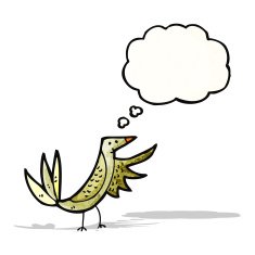 cartoon bird with thought bubble N452