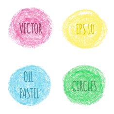 Oil pastel round design elements