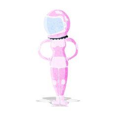 cartoon female astronaut N45