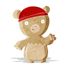 cartoon teddy bear wearing hat N6