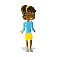 cartoon woman shrugging shoulders N721
