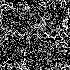 Seamless asian floral retro background pattern in vector