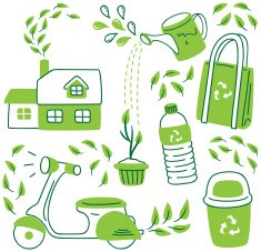 go green icon in doodle style