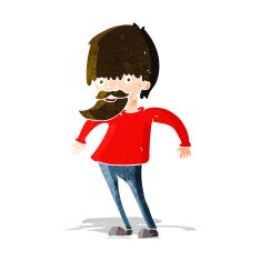 cartoon bearded man shrugging shoulders N13